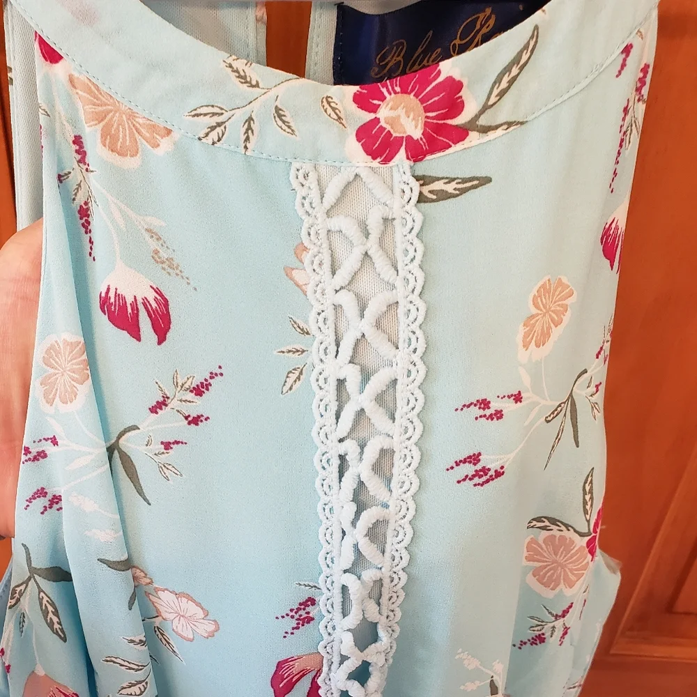 Blue Rain Light Blue Floral Midi Dress - Picture 2 of 5